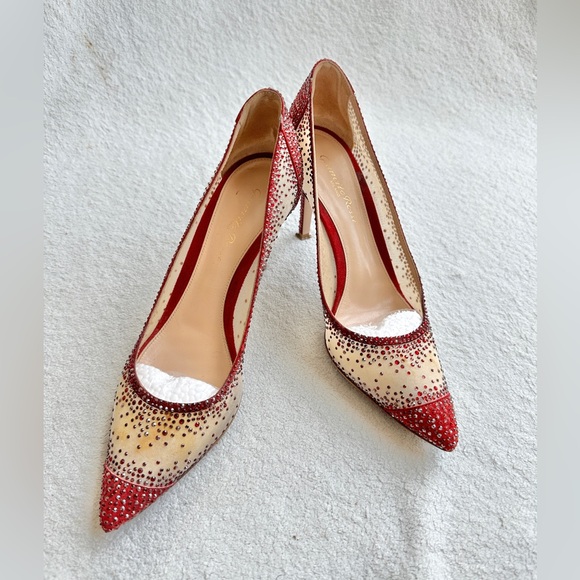 Gianvito Rossi Shoes - Gianvito‎ Rossi Rania 105 crystal-embellished pumps EU 38 US 8 red heels